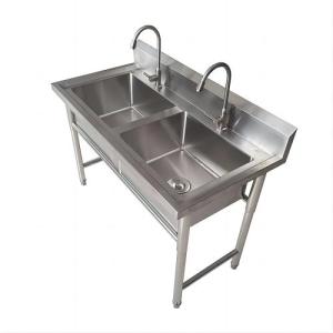 Quality Polished Restaurant Kitchen Dishwasher Parts Upstanding Double Sink wholesale