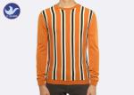 Vertical Stripe Mens Crew Neck Sweater , Thermal Men's Cotton Cable Knit Sweater