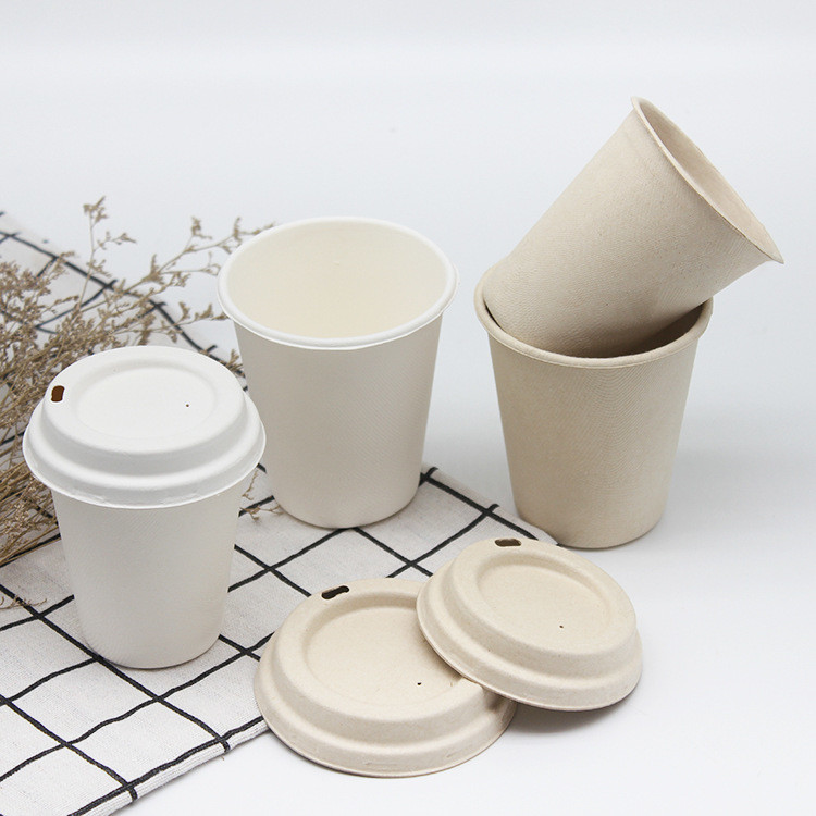 Eco Friendly Disposable Bagasse Hot Drink Coffee Cup Biodegradable With Lid