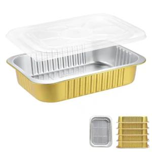 Quality Disposable Tin Foil Trays Food Packaging Aluminium Container Disposable Aluminum Tray With Plastic Lid wholesale
