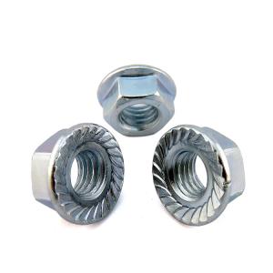Quality Blue Zinc Plated M6 Hex Flange Lock Nut Serrated DIN6923 For Heavy Equipment wholesale