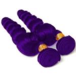 Purple Loose Wave Remy Human Hair Bundles Sew In Weave Bundles Brazilian Bundle