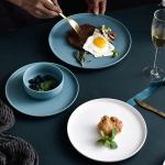 Round Eclectique Porcelain Plates Microwave Safe White Or Blue