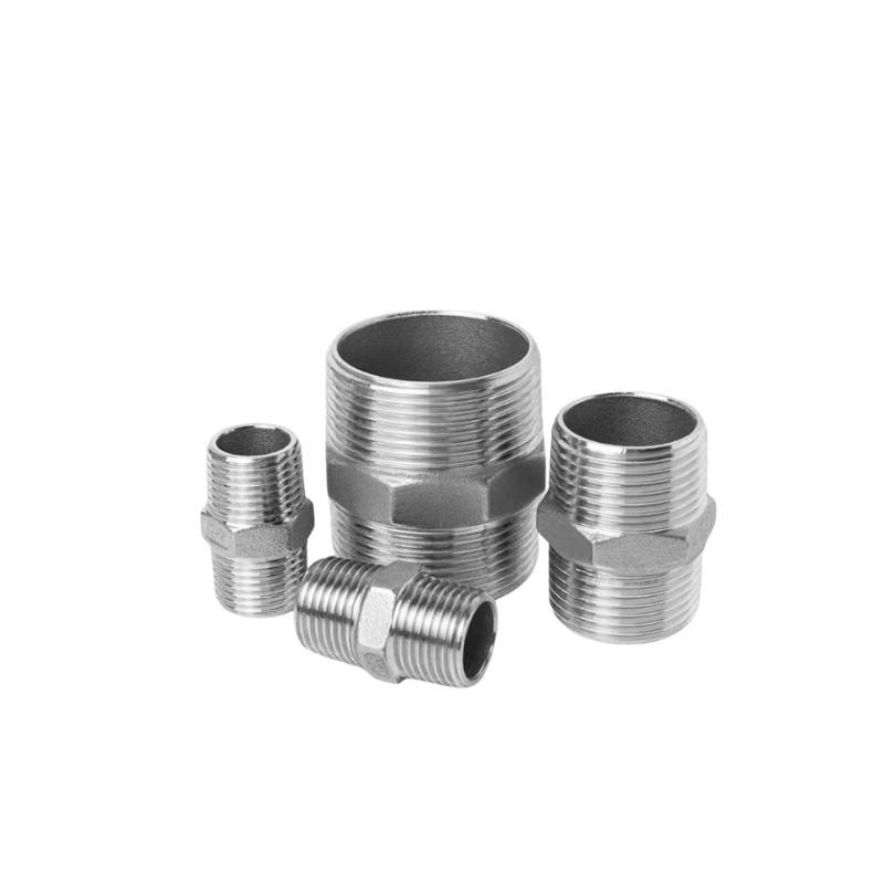 SS304/316 Thread Pipe Fittings M / M Threaded Nipple with CE Certificated