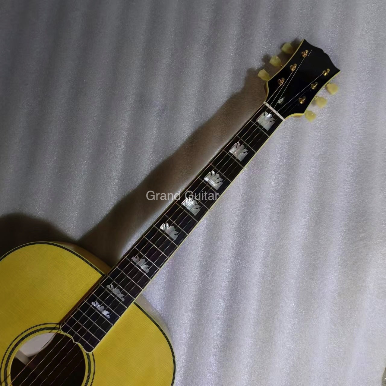 Custom Solid 43 Inch Jumbo Parlor Acoustic Guitar Flamed Maple Back Side Ebony Bridge
