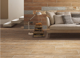 Wood Effect Porcelain Tile / Wood Tile Ceramic Brown Color Wooden Floor Tiles