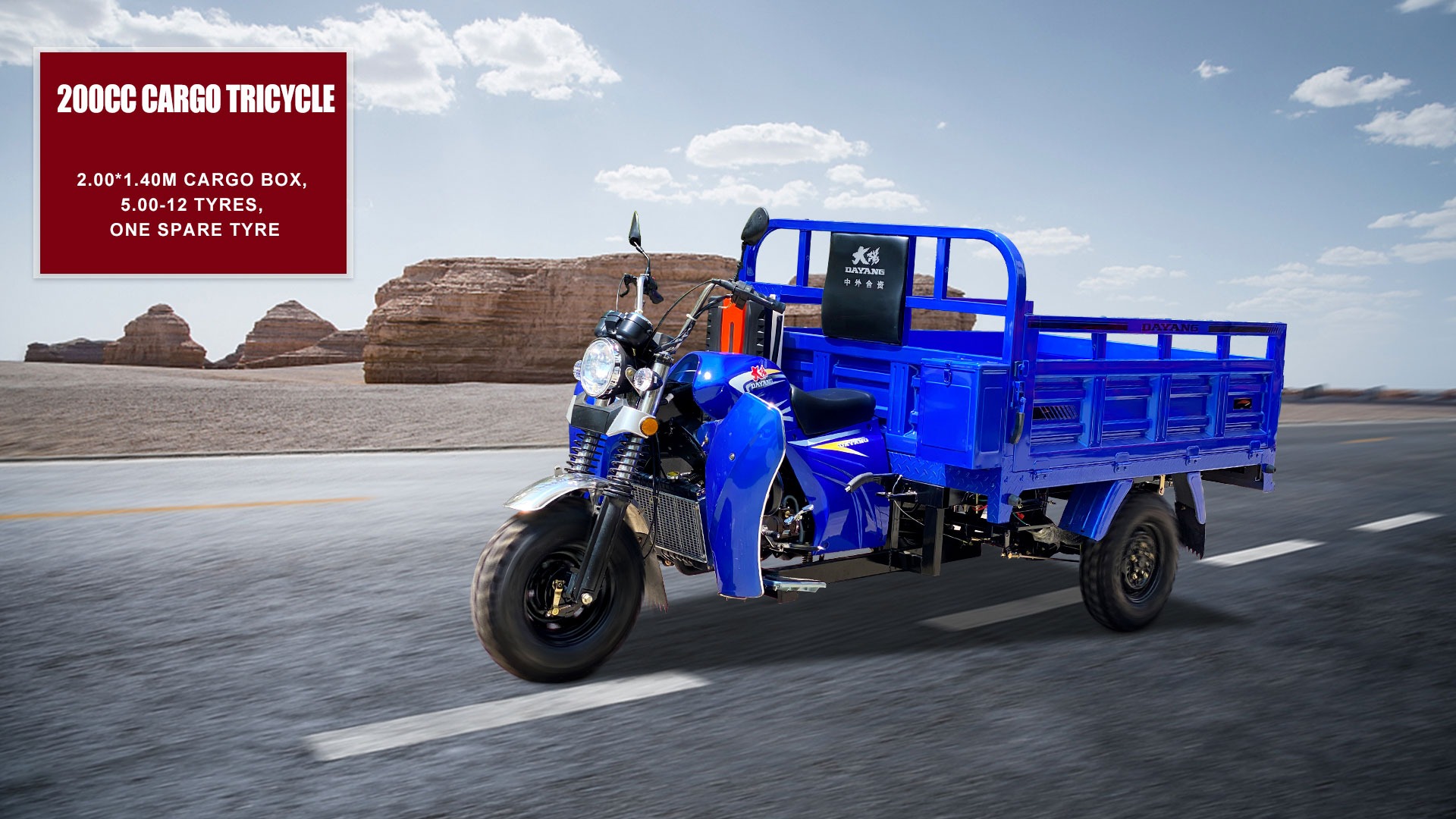 Affordable 200cc Air Cooled Cargo Motor Tricycle with 5.0-12 Tire Size and Performance