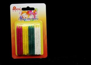 Quality Paraffin Wax Glitter Cake Candles Red / Yellow / Green / White Color For Wedding Party wholesale
