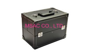 Quality Pu Leather Pro Makeup Cosmetics Cases Pure Black wholesale