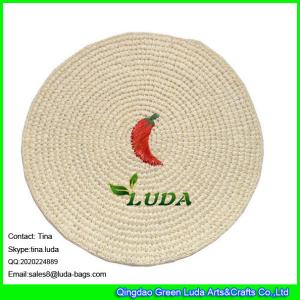 Quality LUDA embroidery placemat hand crocheted paper straw round table mat wholesale