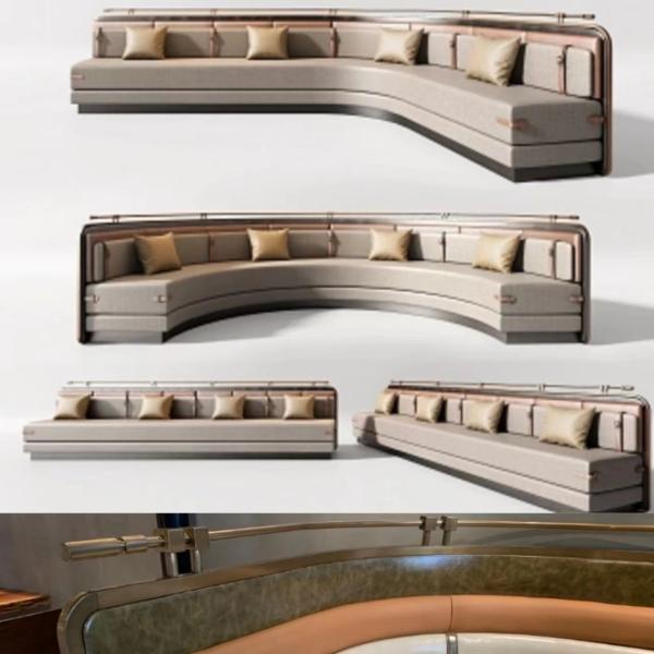 Antique Luxury U Shape Semi Circle Booth Seating Leather Hotel Restaurant Sofa