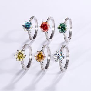 Quality 14K Gold 925 Silver 6 Prong Moissanite Jewelry Ring Adjustable For Engagement wholesale