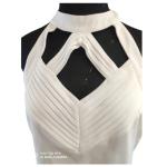 Hollow Out White 100% Viscose Women'S Tank Tops With Round Collar