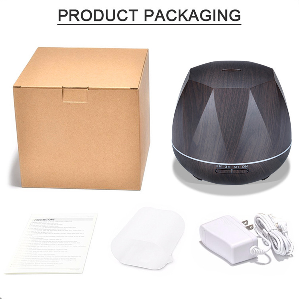 Remote control Ultrasonic 550ml with Colourful Night Light Wood Grain Aroma Diffuser