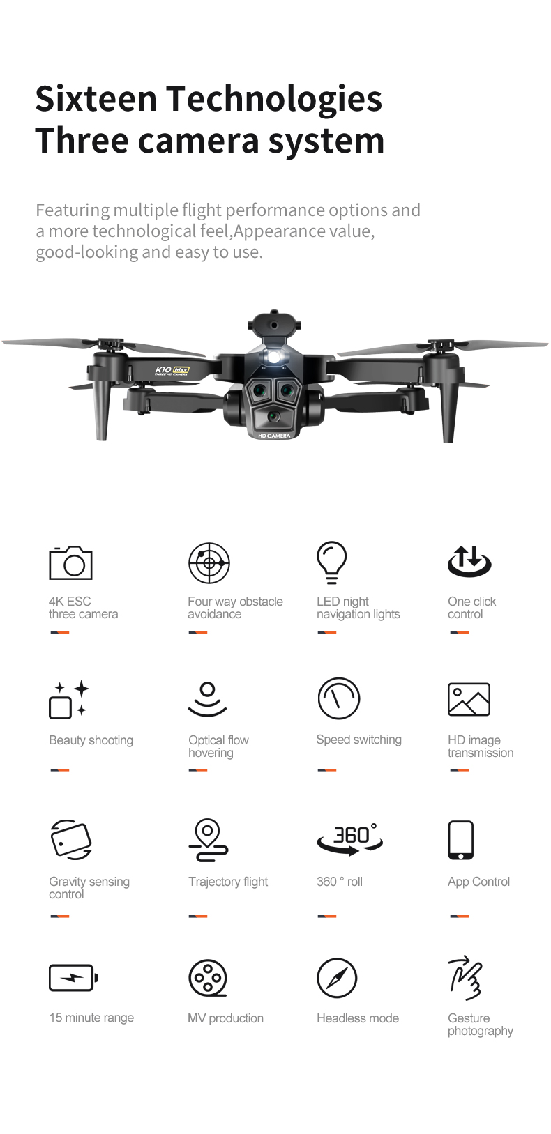 K10 Max Obstacle Avoidance Drone 4K Ultra HD Camera 2.4G RC Quadcopter Four-way Optical Flow Mini Foldable K10 Fpv Drones