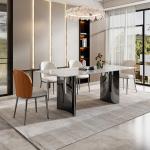 Light Luxury Stainless Steel Marble Ballroom Dining Table Set