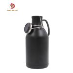 Double Wall Flip Top Black Stainless Steel Growler 2 Liter