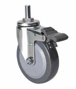 Quality PU Wheel 4&quot; 70kg Threaded Brake PU Caster 3644-74 for Stable and Safe Movement wholesale