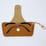 Travelling Textured Metal Chain Buckle PU Leather Sunglasses Case Multicolor