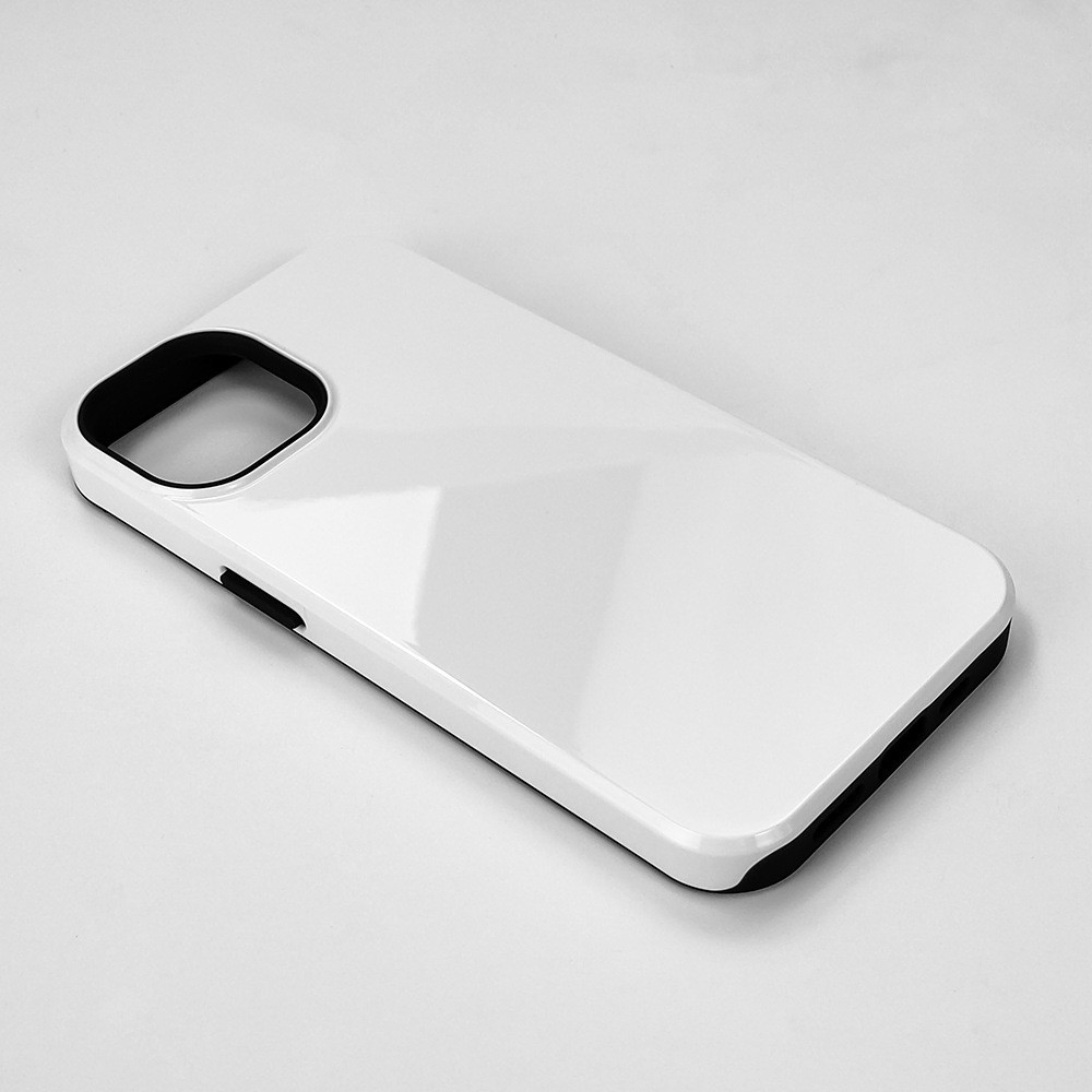 White PC Coating 3D Sublimation Printing 2 in 1 Double Layer Back Cover Phone Case