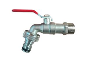 Quality Brass Italy Type Ball Bibcock Nickel Plated with Lever Steel Handle Click Quick Adaptor wholesale
