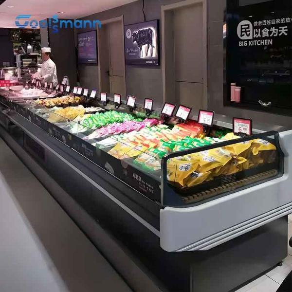 Stainless Steel Butcher Shop Cooler 900mm Height Meat Fan Cooling System Display