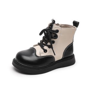 Quality Durable Boys Leather School Shoes Round Toe and Laces for Added Comfort wholesale