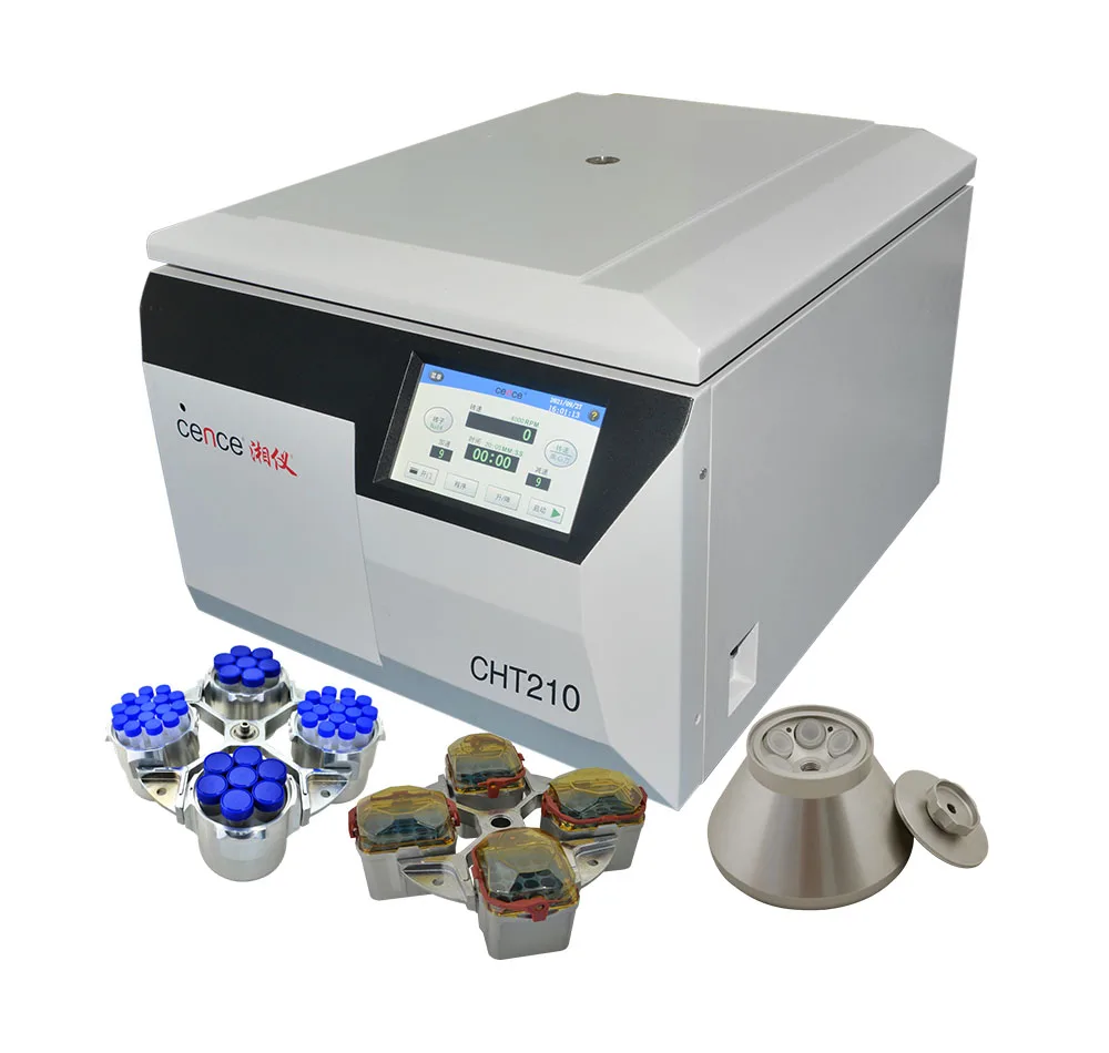 High speed centrifuge CHT210 with 4x750ml swing rotor separating 36 50ml conical tubes 88 15ml conical tubes168 7ml vacutainers