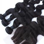 Virgin Brazilian Human Hair Lace Closure With Bundles Unprocessed 4x4 Lace