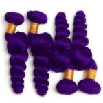 Purple Loose Wave Remy Human Hair Bundles Sew In Weave Bundles Brazilian Bundle