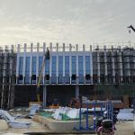 Q355B Glass Aluminium Curtain Wall Construction 0.36mm-0.6mm Customized