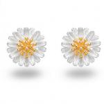 Two Tone Silver Plated Daisy Flower Stud Earrings Korea Style Fashion Jewelry
