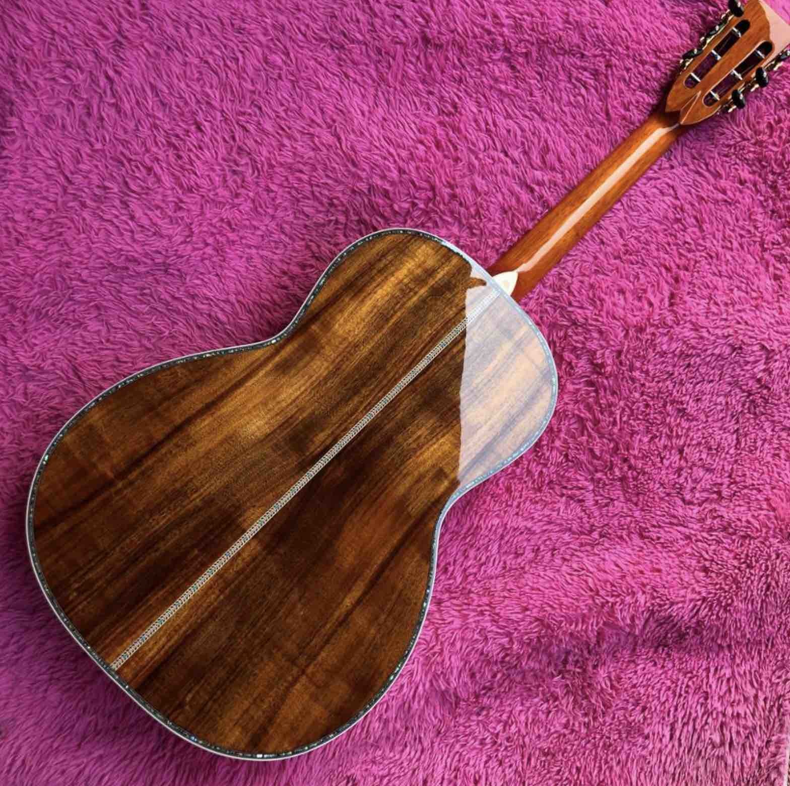 Real Abalone Inlay Ebony Fingerboard 39" OOO45 Style All Solid KOA Acoustic Guitar