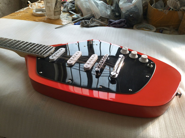 Left Hand Irregular 12 Strings Electric Guitar in Black Mahogany Body Neck Back Sides Free Shipping