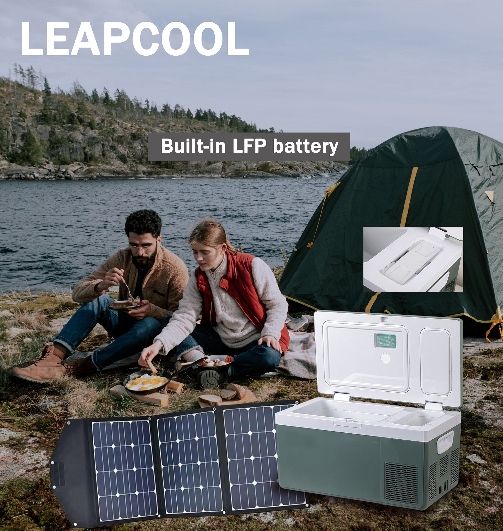 15L Portable Outdoor Refrigerator Other Car Fitment with 12V DC Battery RV Camping