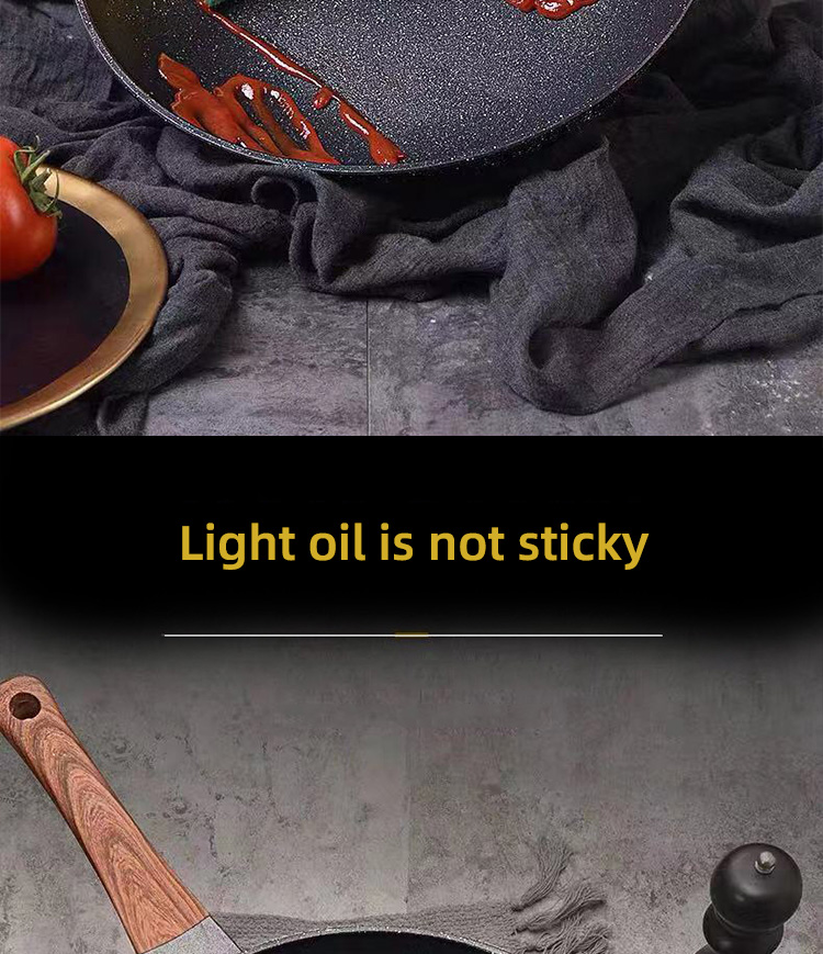 Hot Sale Black 32cm Flat Bottom Maifan Stone Skillet Cookware Cooking Non-stick Deep Frying Pan