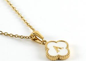 Quality 13*13MM 18K Gold Plated Stainless Steel Four-leaf Clover Letter Pendants wholesale