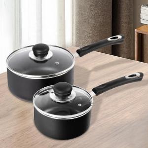Quality Good Quality Kitchen 4 PCS Black Cookware Pots Cooker Round Sauce Pan Circle Cooking Pot For Cooking wholesale
