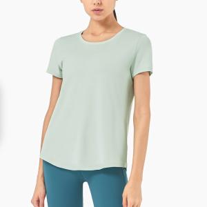 Quality Nuls Printed Ladies Yoga Tops Loose High Elastic Short Sleeved T Shirt wholesale