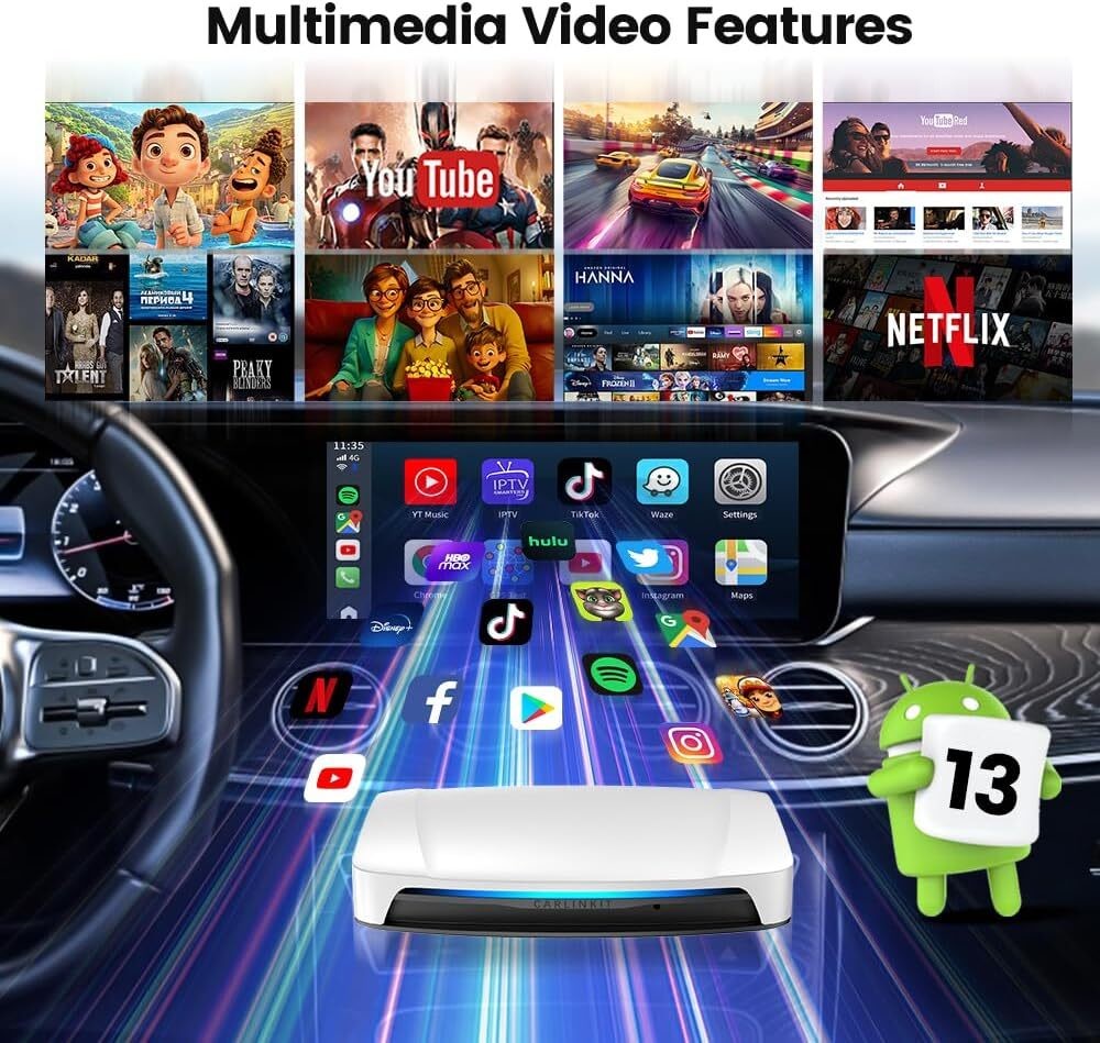 CPC200-TBox Wireless Adapter Carplay SM6225 Multimedia Andriod and Carplay 64Gb T-Box UHD Ai Box Youtube Netflix