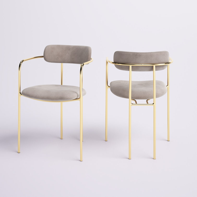 Contemporary Round Dinette Sets Velvet Upholstered Arm chair For Home