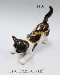 Quality Promotional custom cat animal jewelry box metal cat trinket boxes cat shaped jewelry boxes wholesale