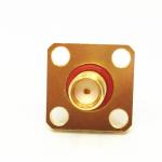 Gold Plated 4 Hole Flange SMA Adapter Female To Female Hermetically Sealed