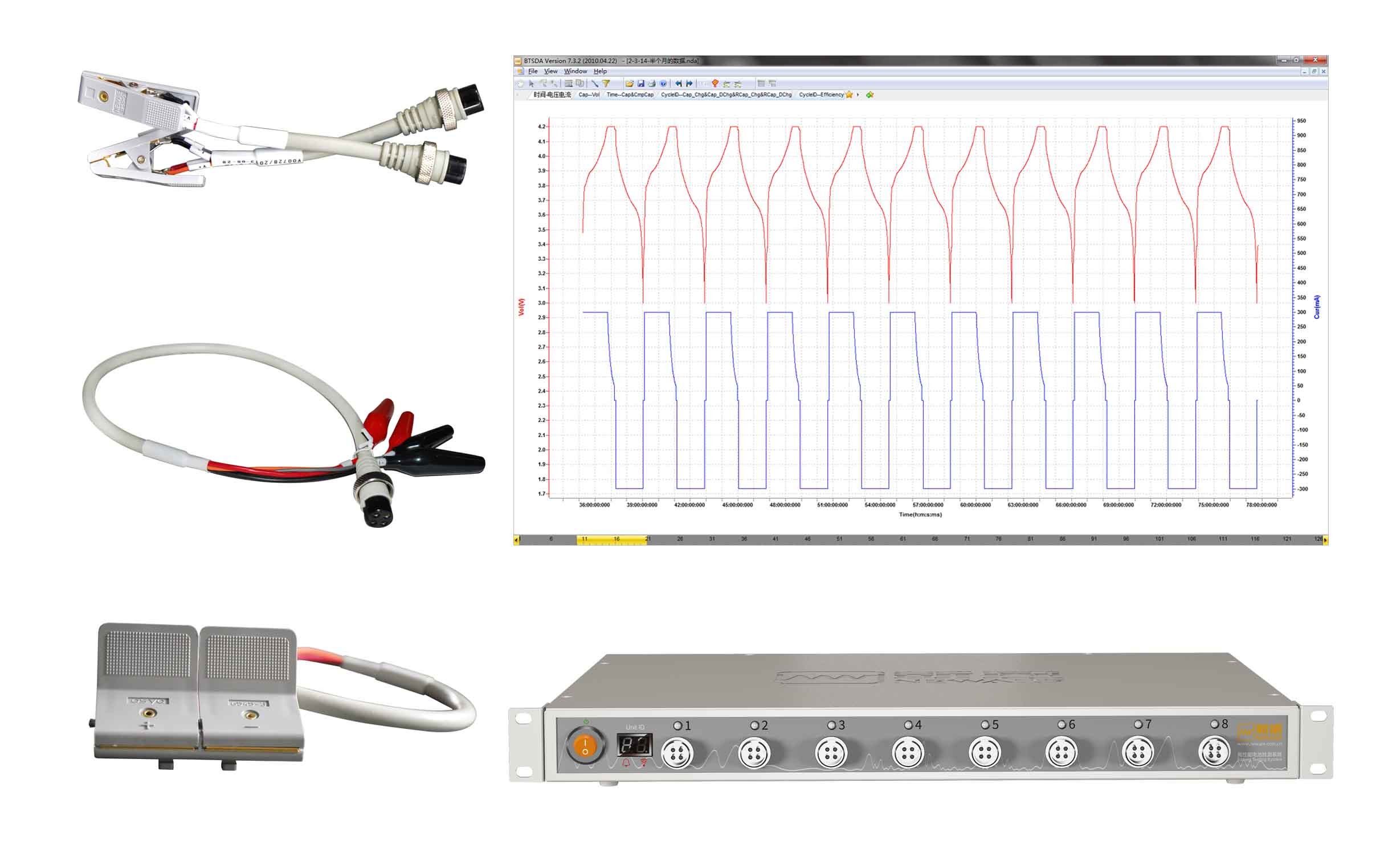 1U 8 Channel Lifepo4 Battery Capacity Tester , MySQL Battery Pack Test Equipment
