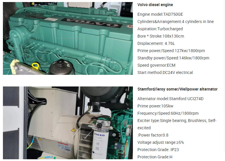 EPA Approved Engine Sweden Volvo Penta Diesel Generator 600kva 200kva 150kva