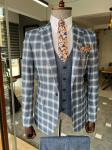 Plaid Striped 3 Piece Tuxedo Suit