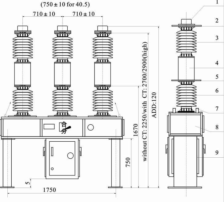 Wenzhou Supply 40.5kV SF6 Type Gas Circuit Breaker With Factory Price